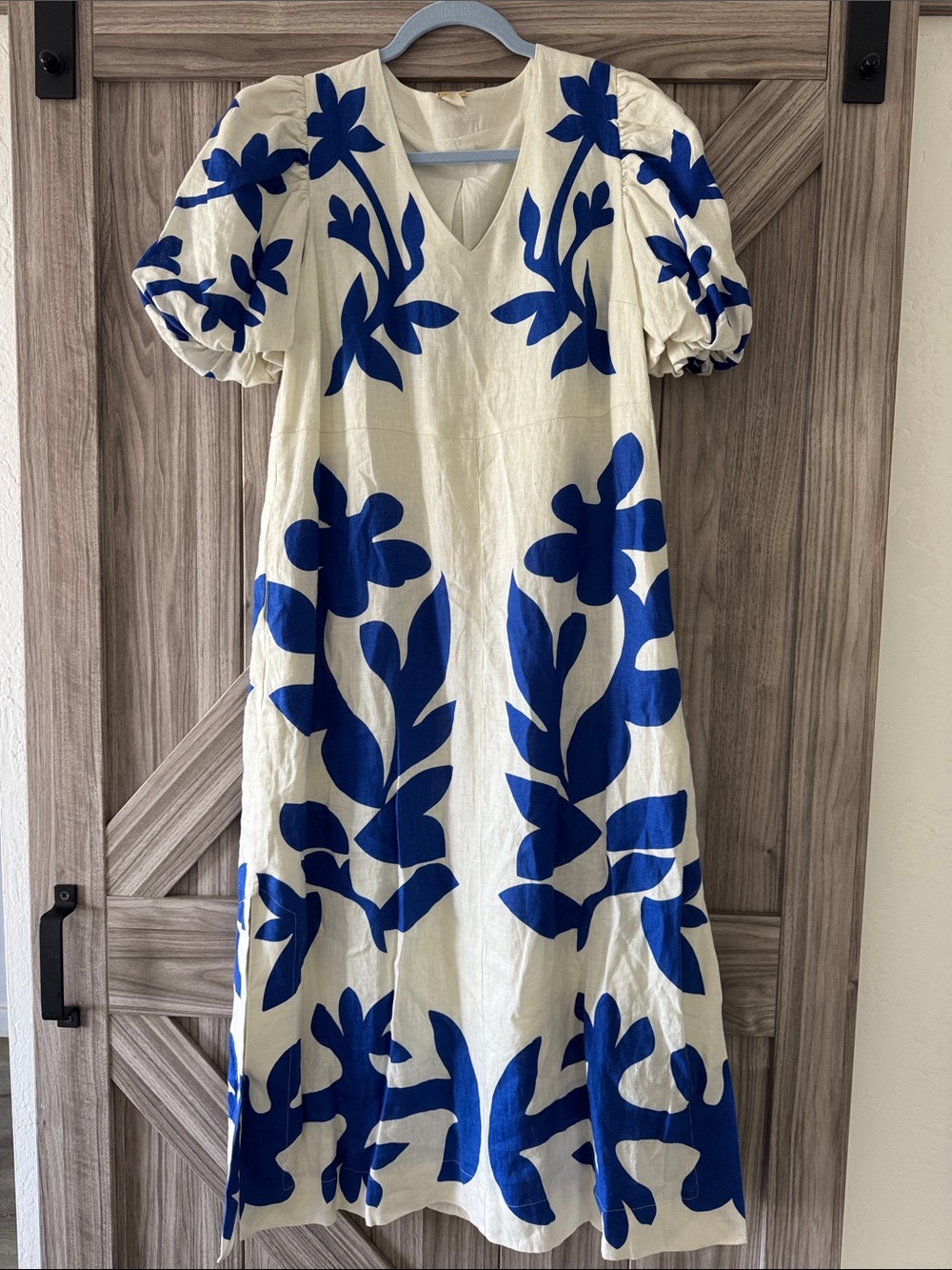 Magaschoni Cream Maxi Dress with Bold Royal Blue Floral Print - Picture 1 of 1